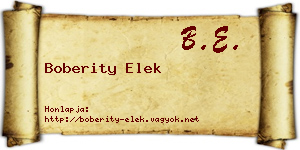 Boberity Elek névjegykártya